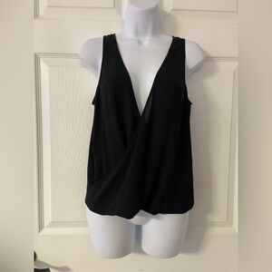 T12a- TILDON Black Surplice Sleeveless Top